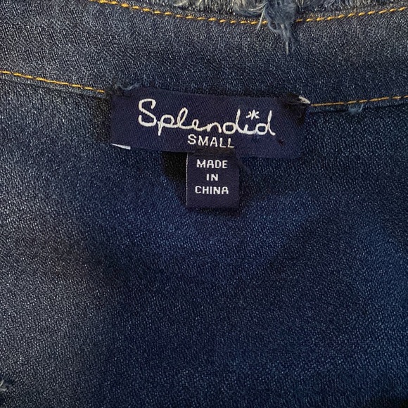 Splendid Blue Frayed Wide Leg Chambray Jumpsuit NWOT - Picture 9 of 12